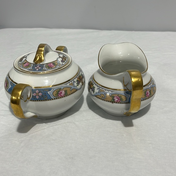 Crown Imperial Czechoslovakia Rosari fruit pattern sugar bowl creamer set of 2 - Picture 5 of 16